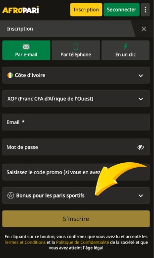 application choisissez le bonus