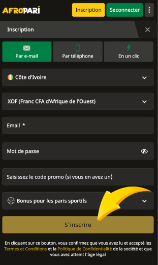 application confirmer l'inscription