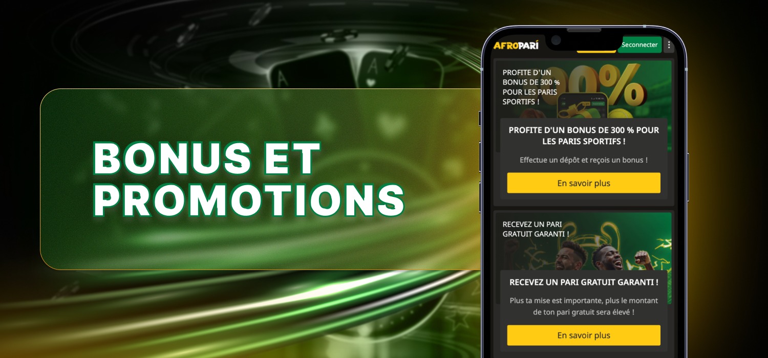 bonus dans l'application de casino afropari