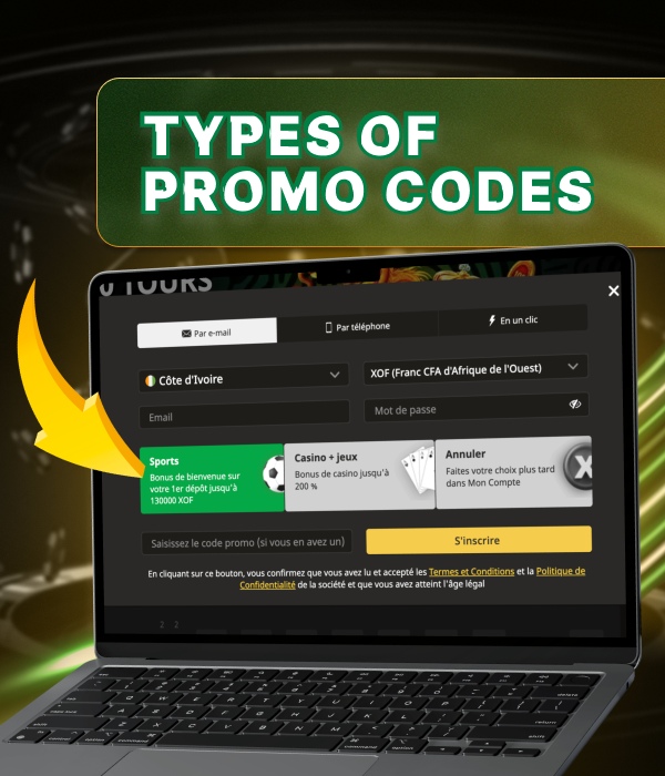 types de codes promotionnels dans les casinos en ligne